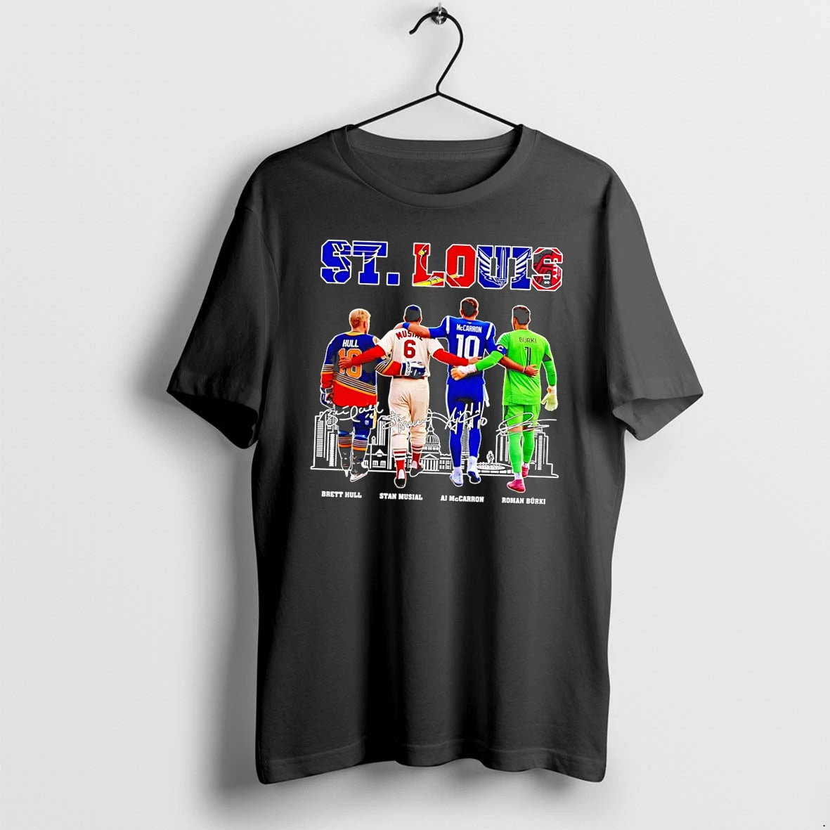 Officials St Louis Sports Team Logos And Players Black Premium T Shirt
