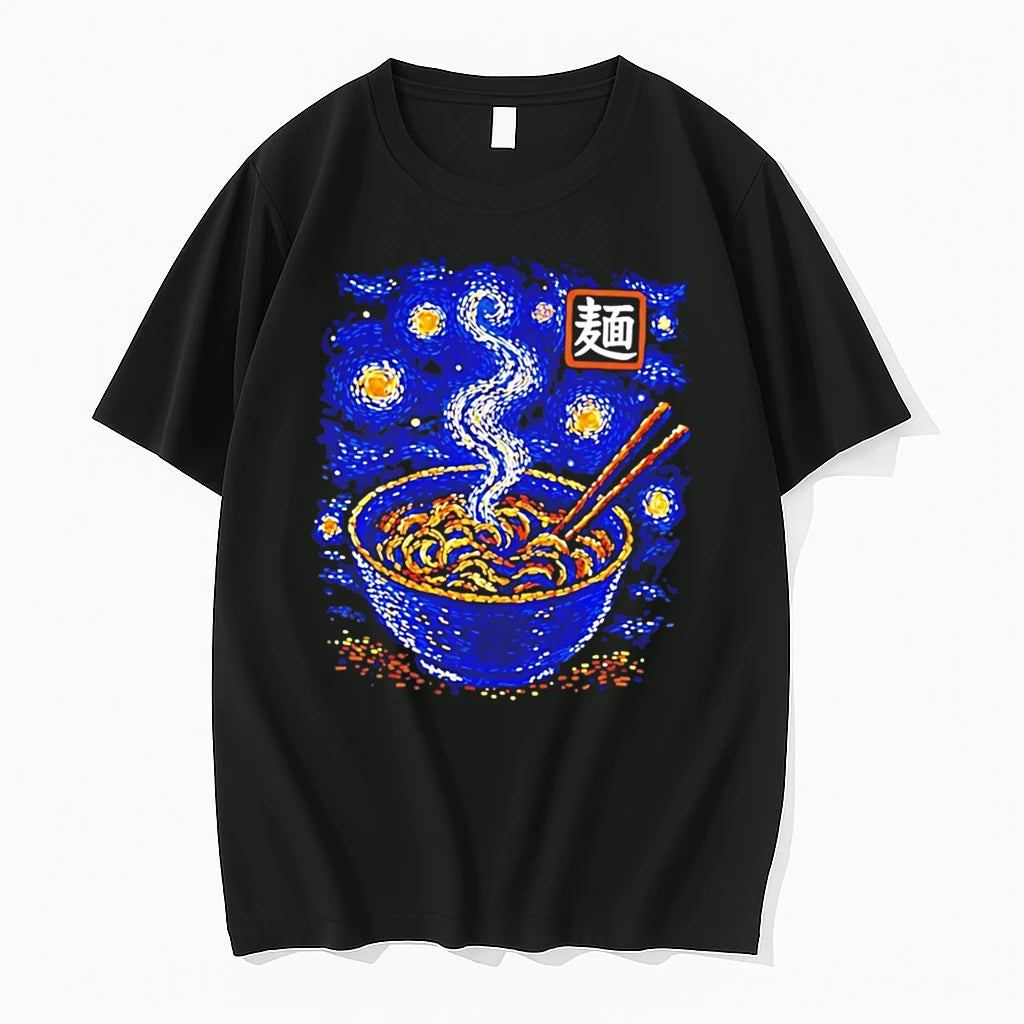Officials Starry Night Ramen Noodle Bowl Impressionist Oil Painting Tee Premium T Shirt