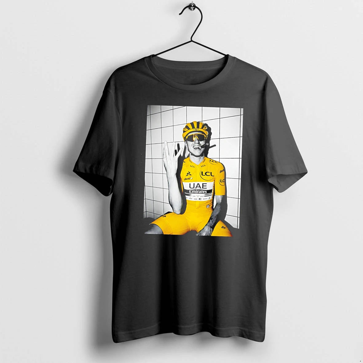 Officials Tadej Pogacar Uae Emirates Yellow Jersey Cycling Tee Premium T Shirt