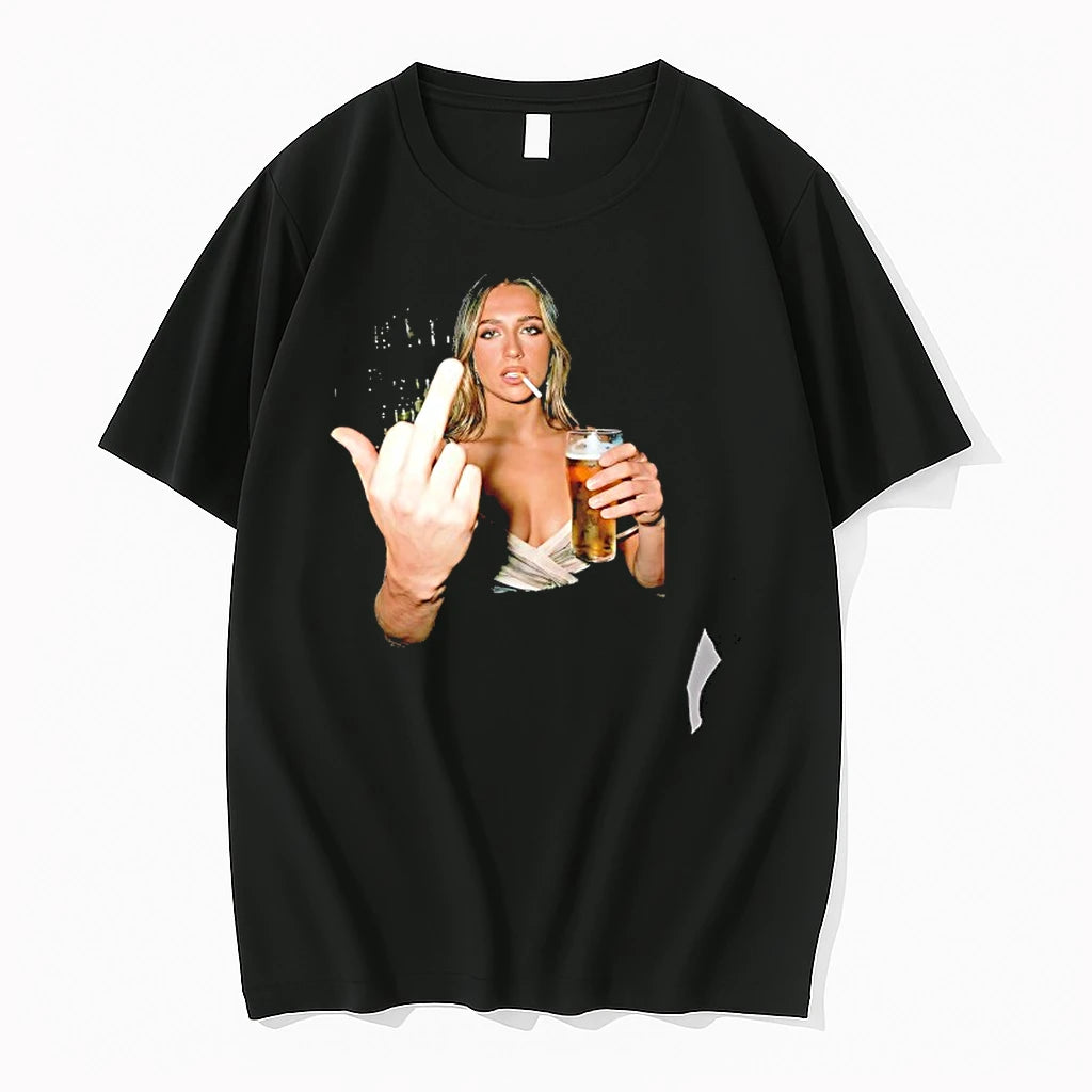 Officials Tate Mcrae Beer And Cigarette Middle Finger Pose Portrait Premium T Shirt