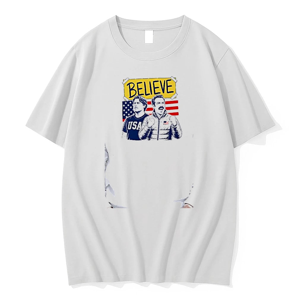 Officials Ted Lasso Coach Beard Believe Usa American Flag Premium T Shirt