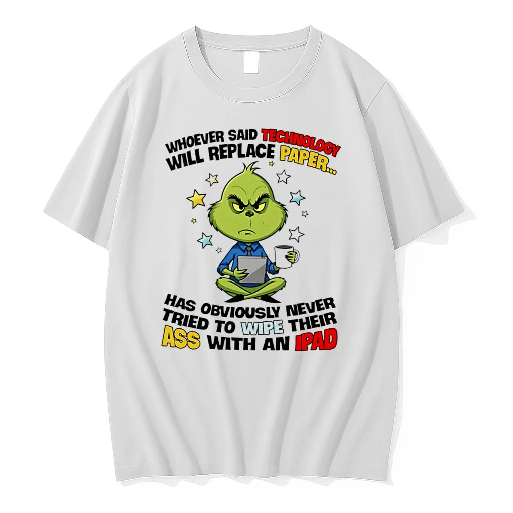 Officials The Grinch Technology Will Replace Paper Ipad Funny Quote Tee Premium T Shirt