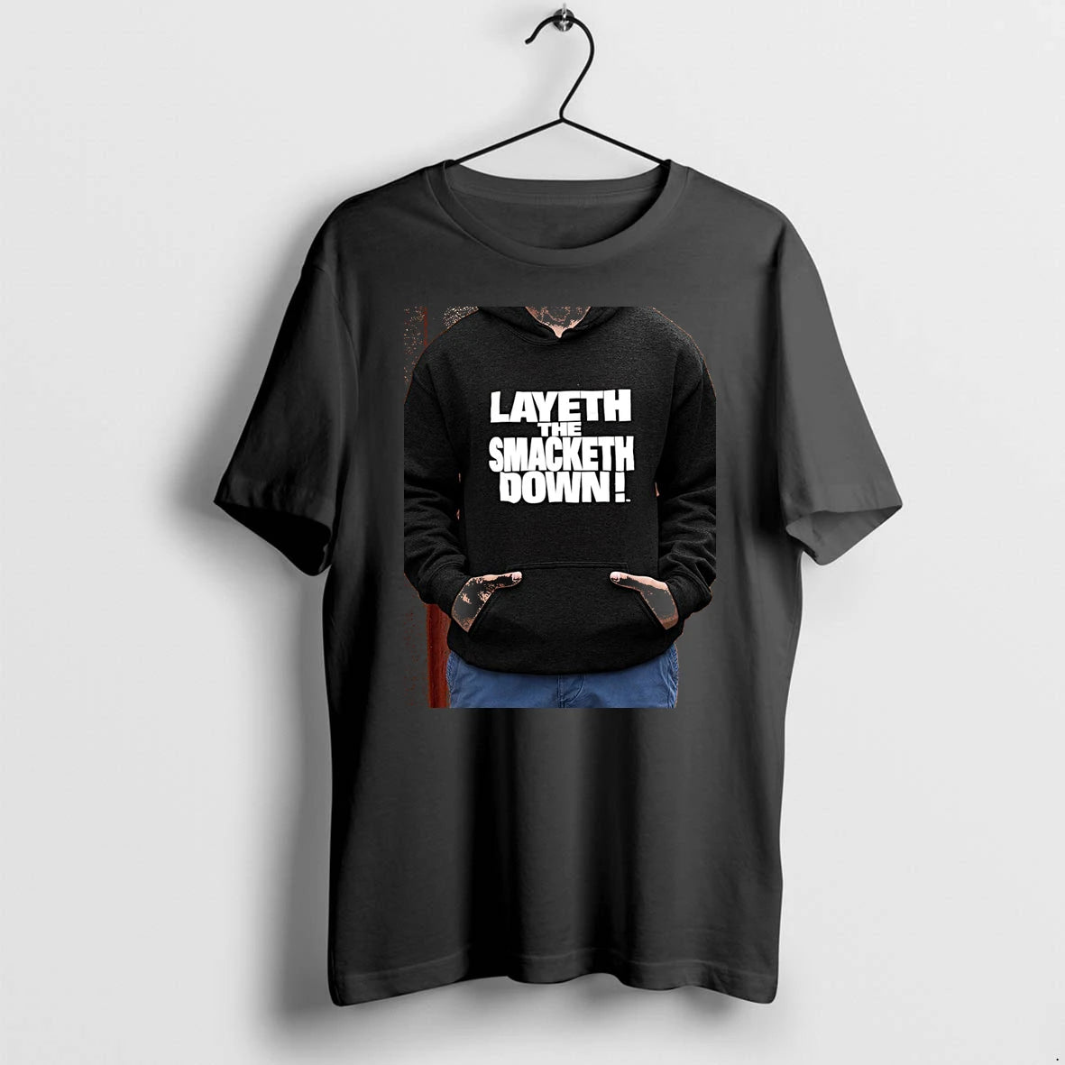 Officials The Rock Wwe Layeth The Smacketh Down Premium T Shirt