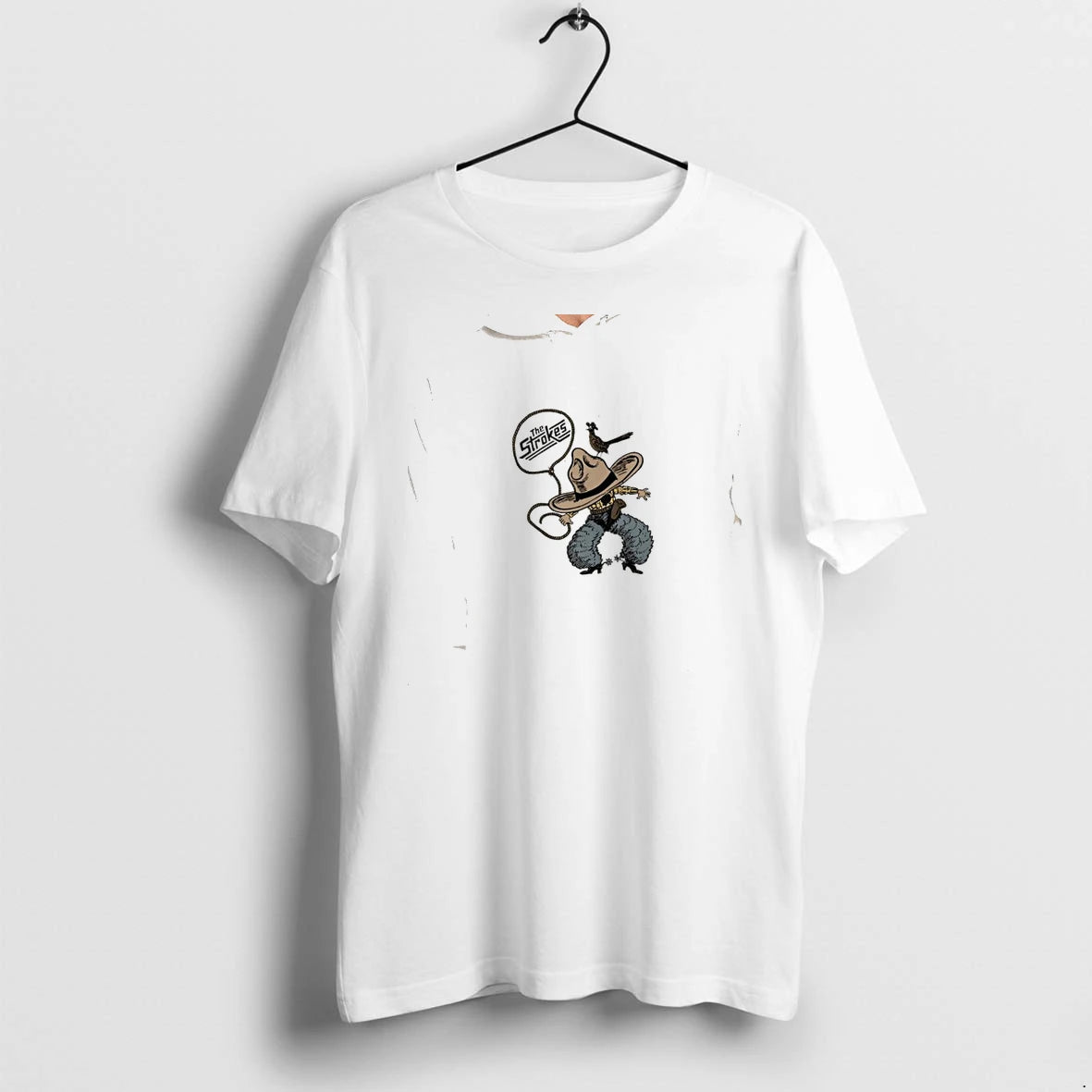 Officials The Strokes Cowboy Roadrunner Lasso Western Illustration Band Music Premium T Shirt