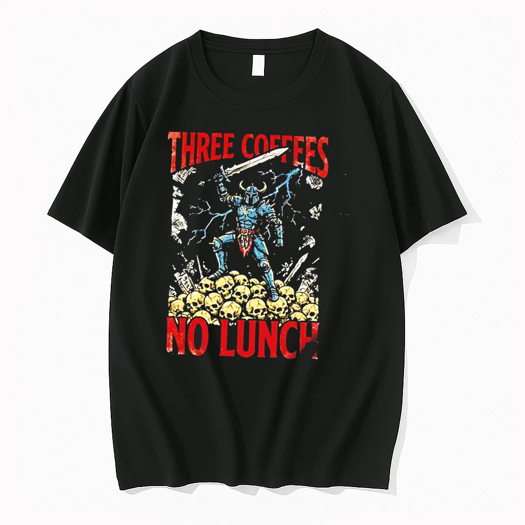 Officials Three Coffees No Lunch Caffeine Addict Warrior Tee Premium T Shirt