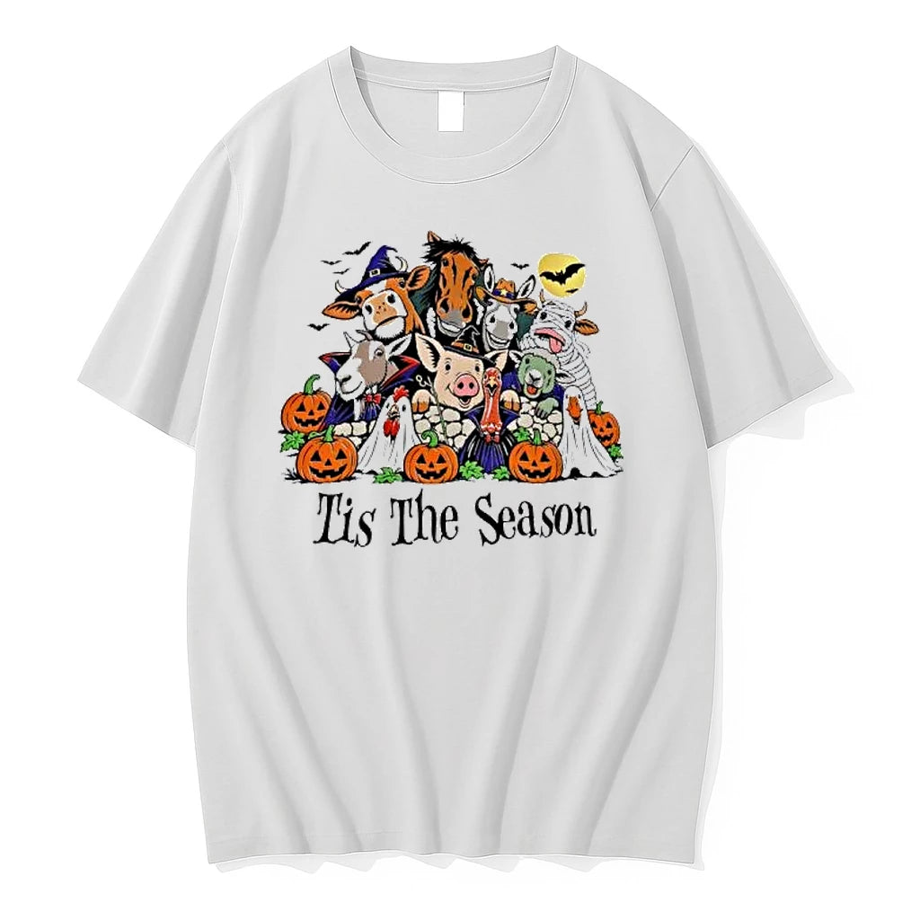 Officials Tis The Season Farm Animal Halloween Cow Premium T Shirt