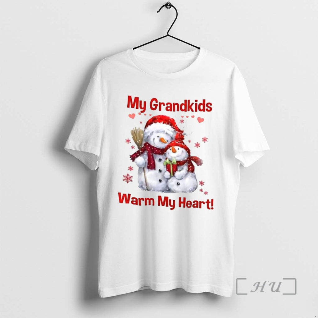 Officials Trending My Grandkids Warm My Heart Snowman Christmas Tee Shirt Sweater