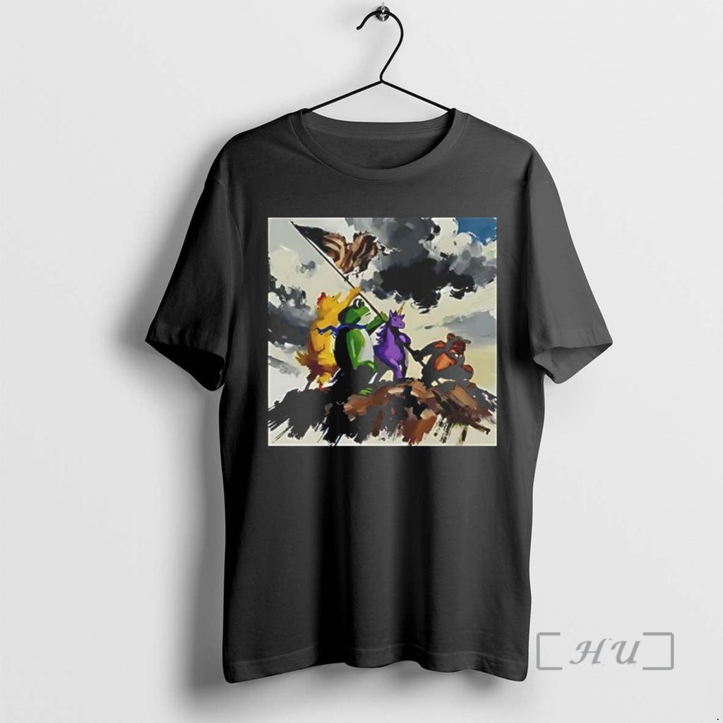 Officials Trending Portland Frog Art Work Resist Animals Photo Tee Shirt Sweater