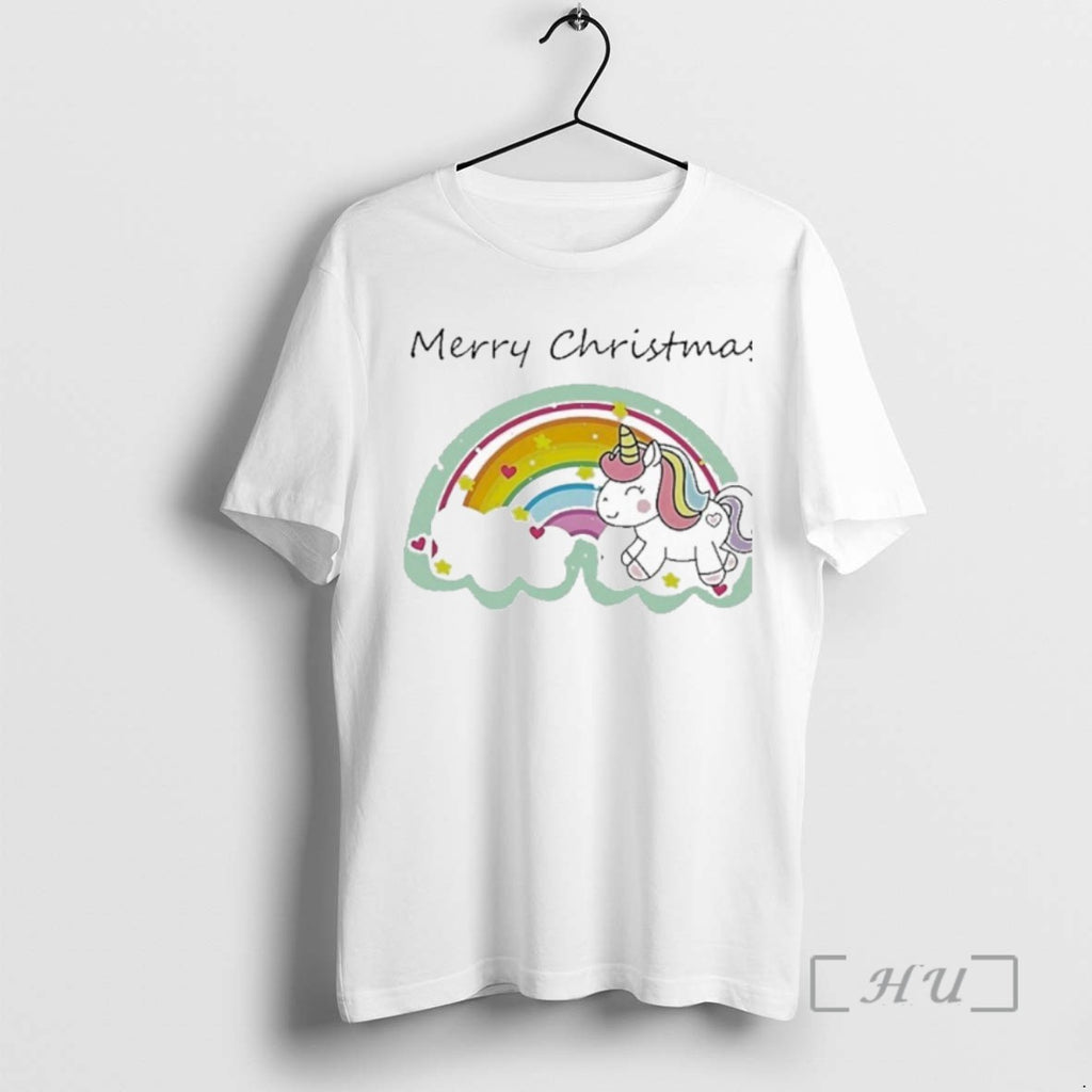 Officials Trending Rainbow Unicorn Merry Christmas Tee Shirt Sweater
