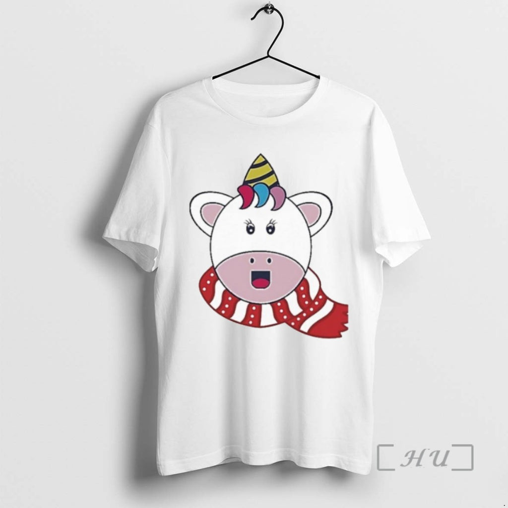 Officials Trending Unicorn Scarf Happy Holiday Winter Christmas Tee Shirt Sweater