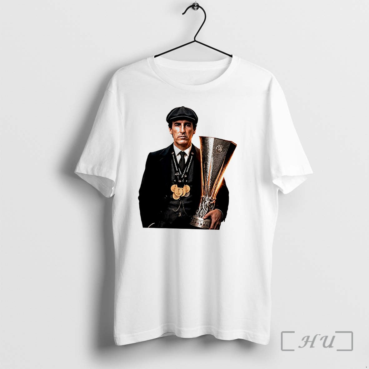 Officials Unai Emery Aston Villa 2026 Europa League Champions Trophy Graphic Tee Premium T Shirts