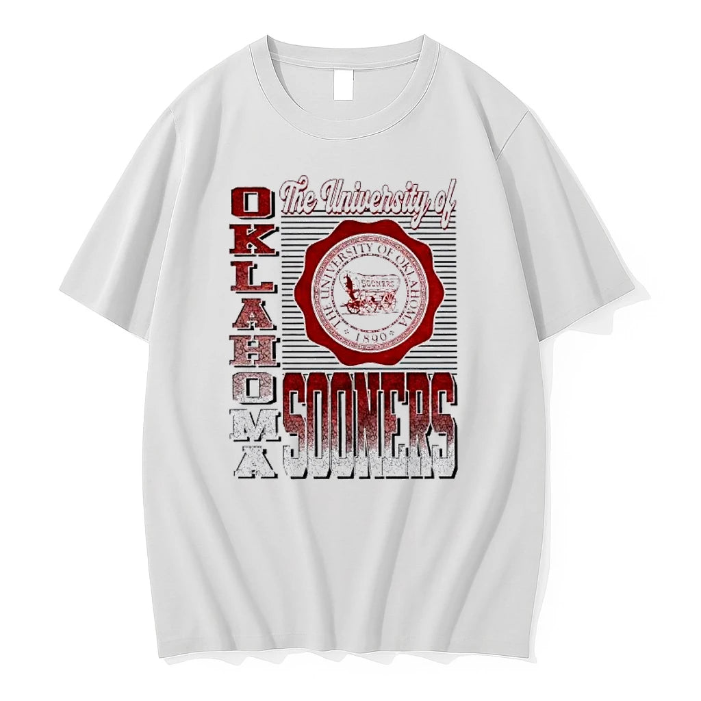 Officials University Of Oklahoma Sooners Distressed Logo Premium T Shirt