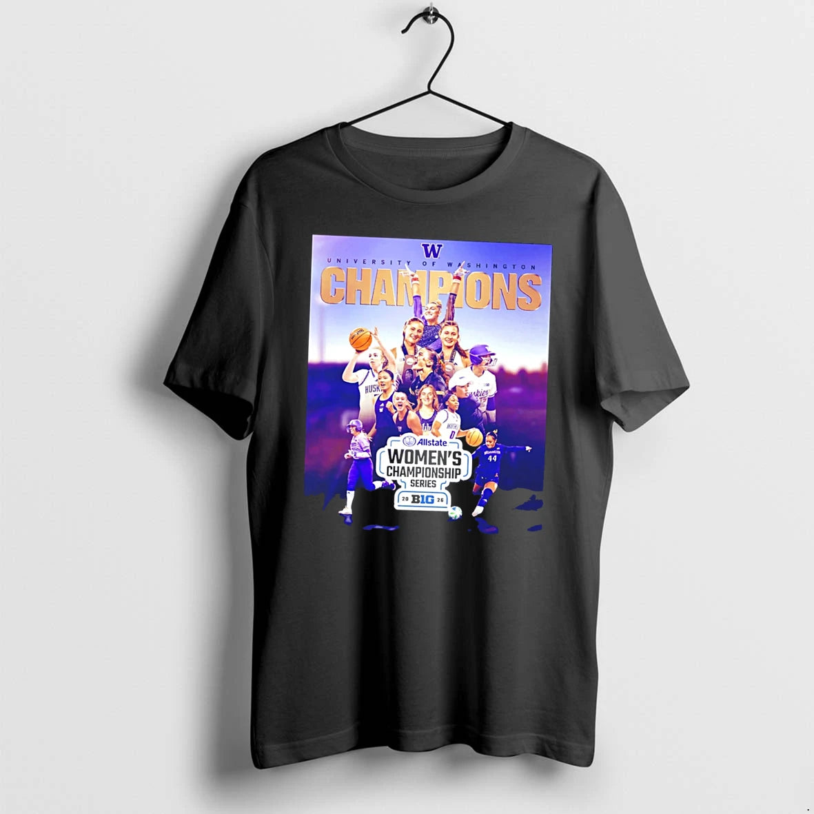 Officials University Of Washington Huskies Womens Championship Series Collage Tee Premium T Shirt