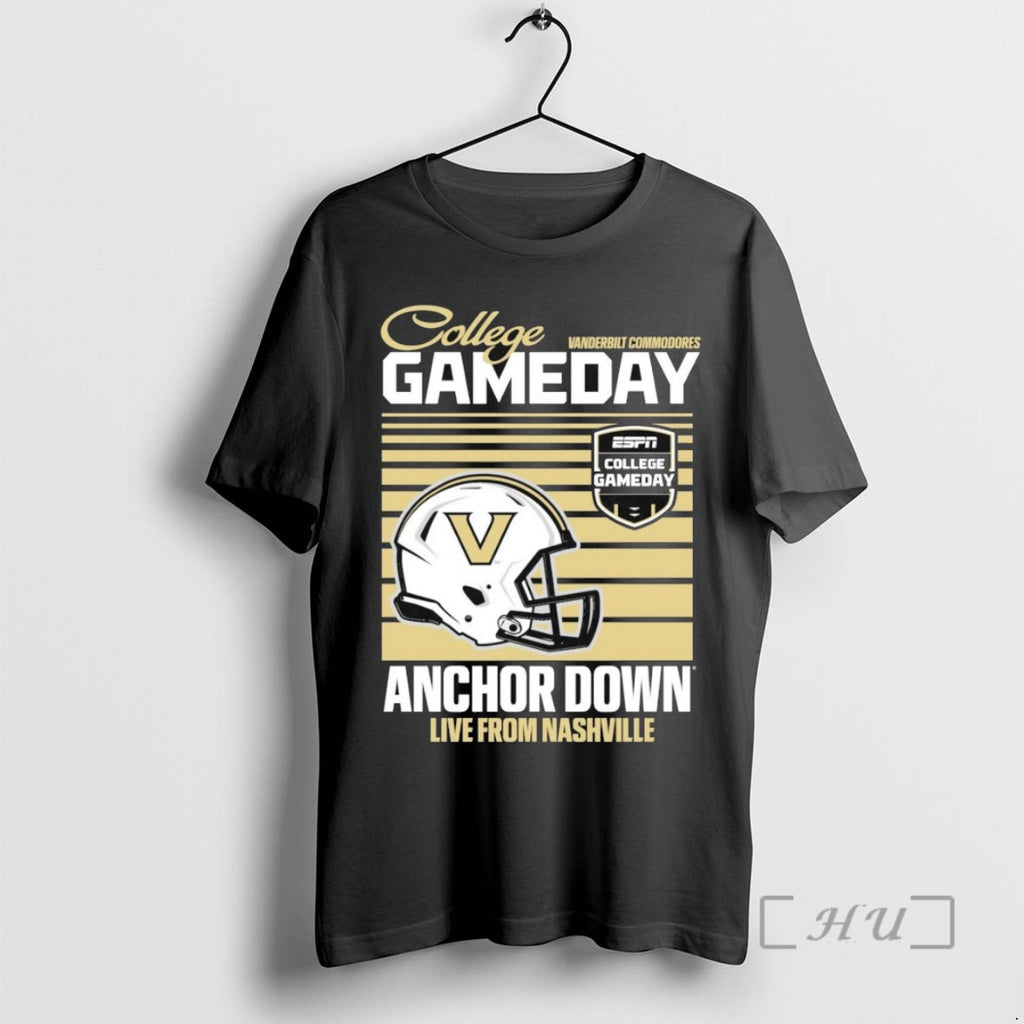 Officials Vanderbilt Commodores 2025 College Gameday Anchor Down Live From Nashville Helmet T Shirt Sweater