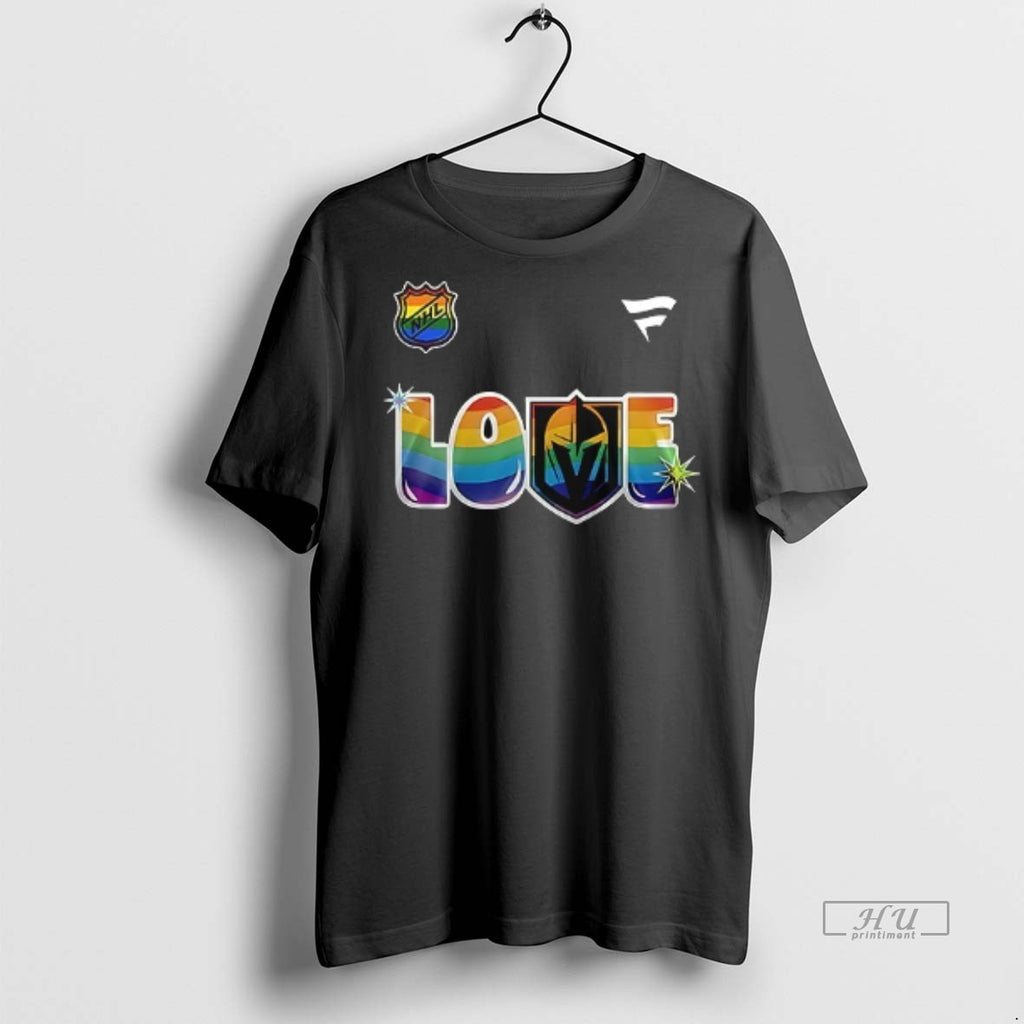 Officials Vegas Golden Knights Love Its Knights Pride Flag Double Sided Graphic Tee Shirt Sweater