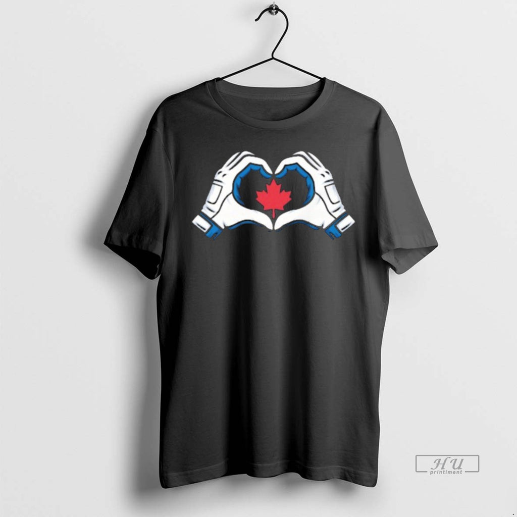 Officials Vladimir Guerrero Jr Toronto Blue Jays Wearing Canada Heart Hands Tee Shirt Sweater