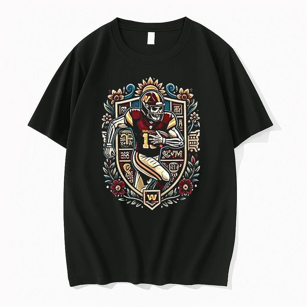 Officials Washington Commanders Runs In My Blood Mascot Skeleton Black Mens Premium T Shirt