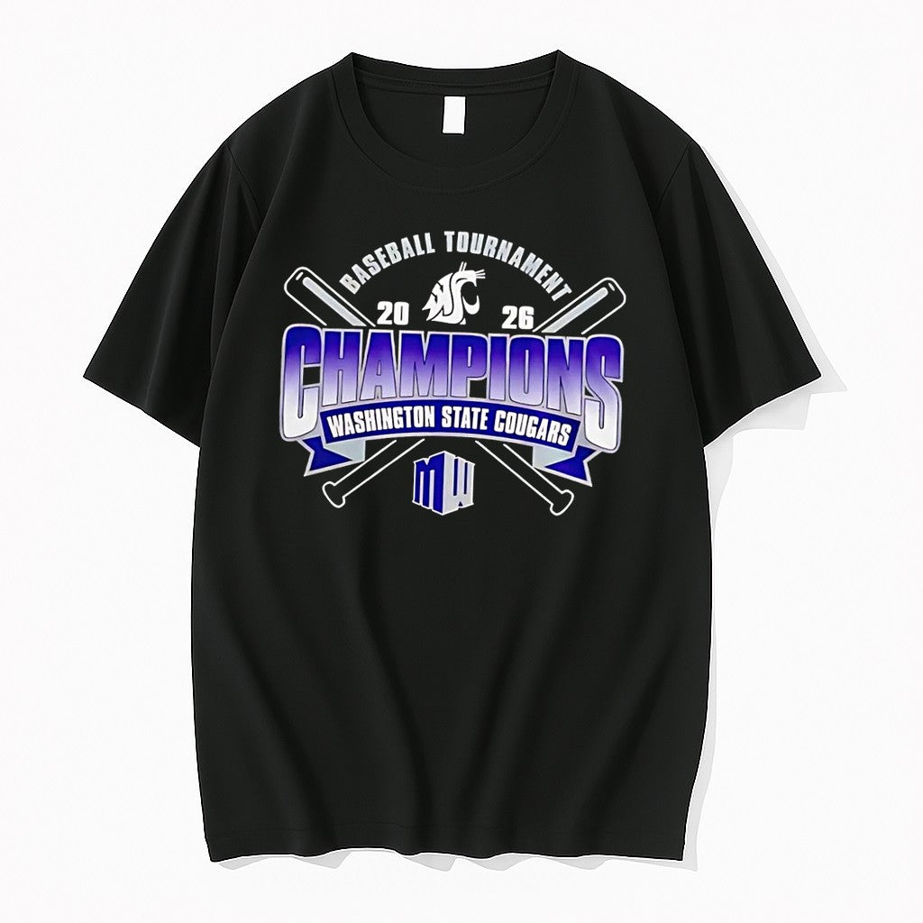 Officials Washington State Cougars 2026 Baseball Tournament Champions Mw Black Premium T Shirt