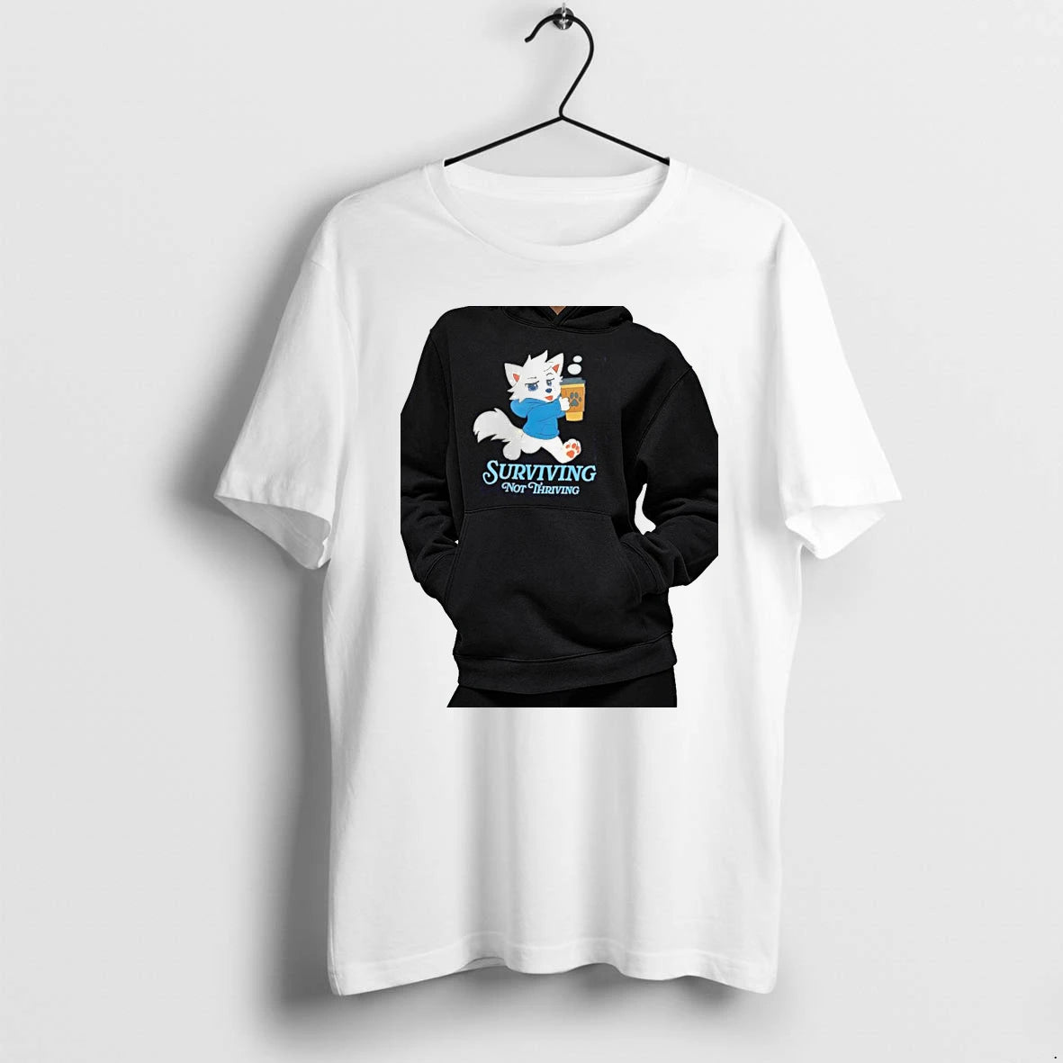 Officials White Fox Character Surviving Not Thriving Premium T Shirt
