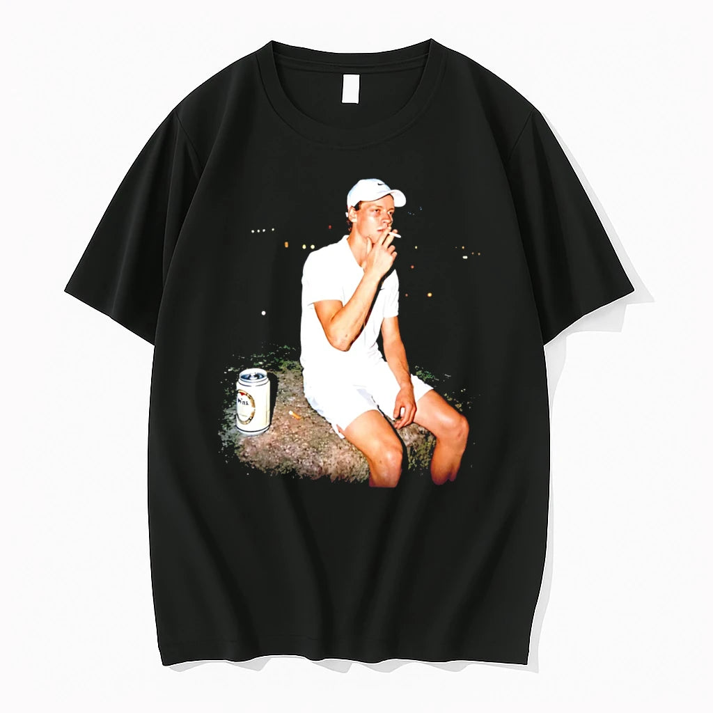 Officials Wimbledon 2026 Mens Singles Italy Jannik Sinner Smoking Tee Premium T Shirt