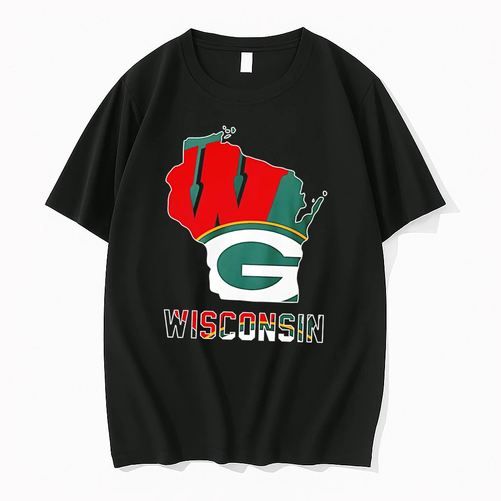 Officials Wisconsin Badgers X Green Bay Packers Combining Graphic Tee Premium T Shirt