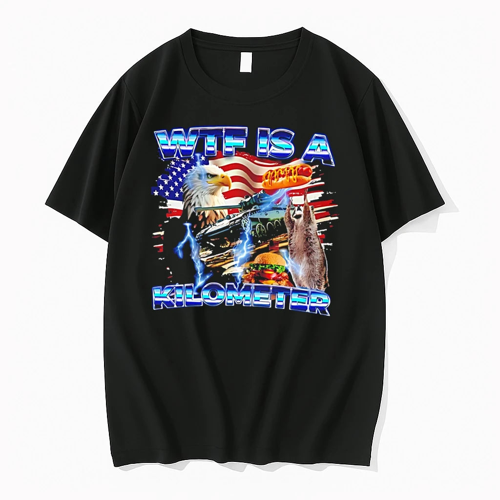 Officials Wtf Is A Kilometer American Flag Tee Premium T Shirt