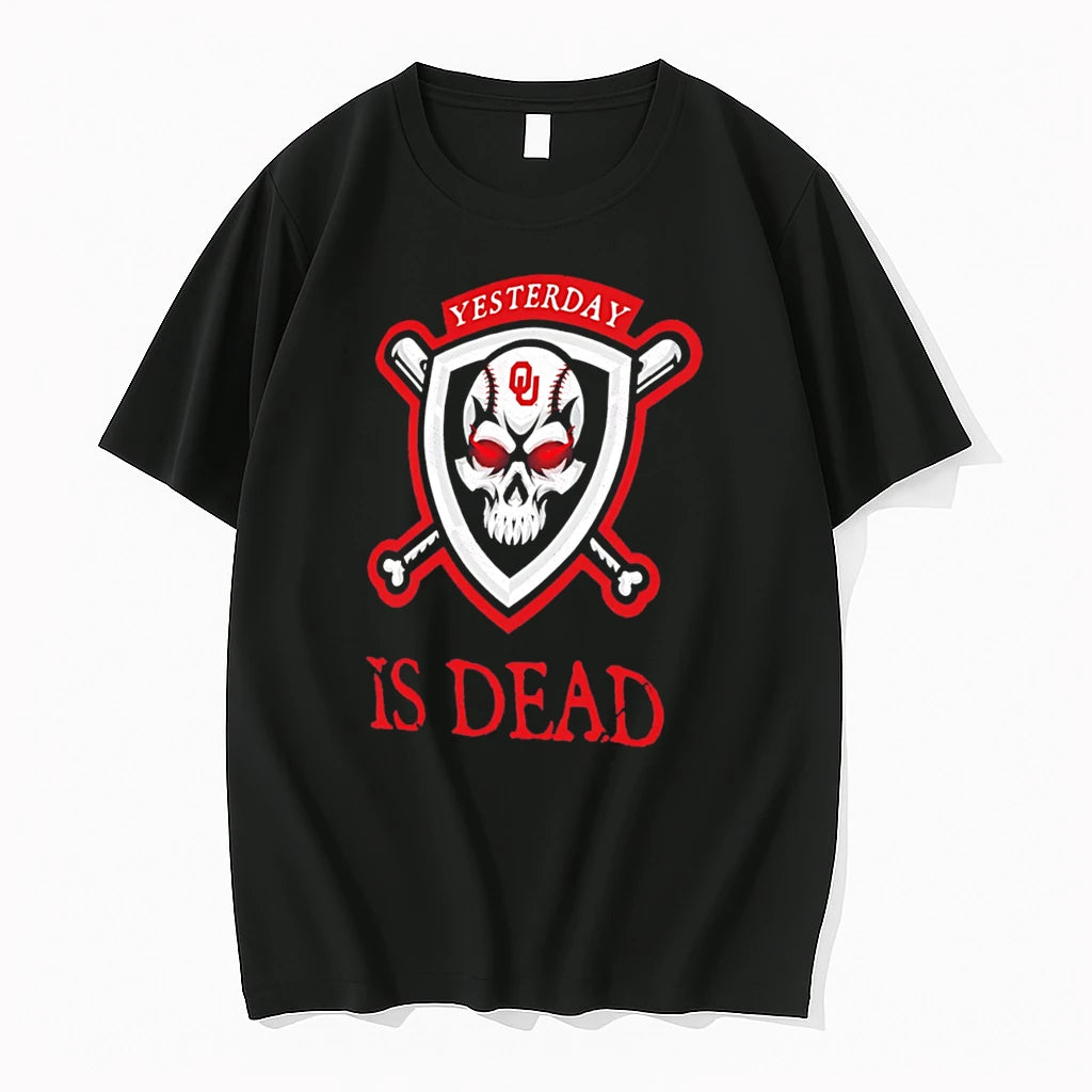 Officials Yesterday Is Dead Oklahoma Sooners Baseball Skull Tee Premium T Shirt