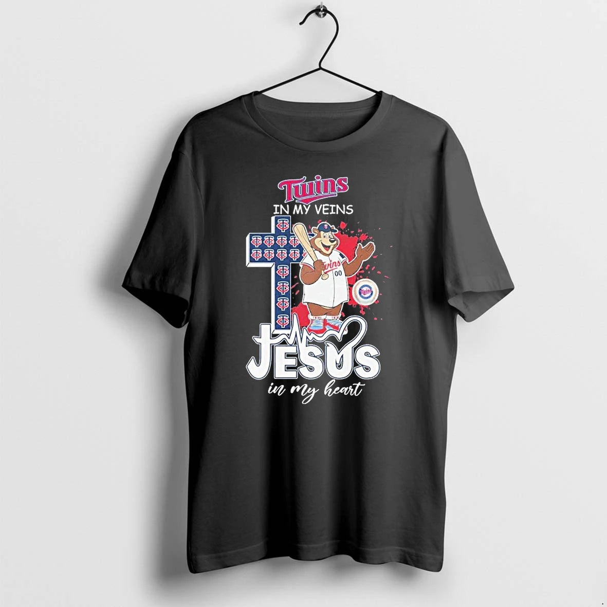 Officials Minnesota Twins In My Veins Jesus In My Heart Mascot Premium T Shirt
