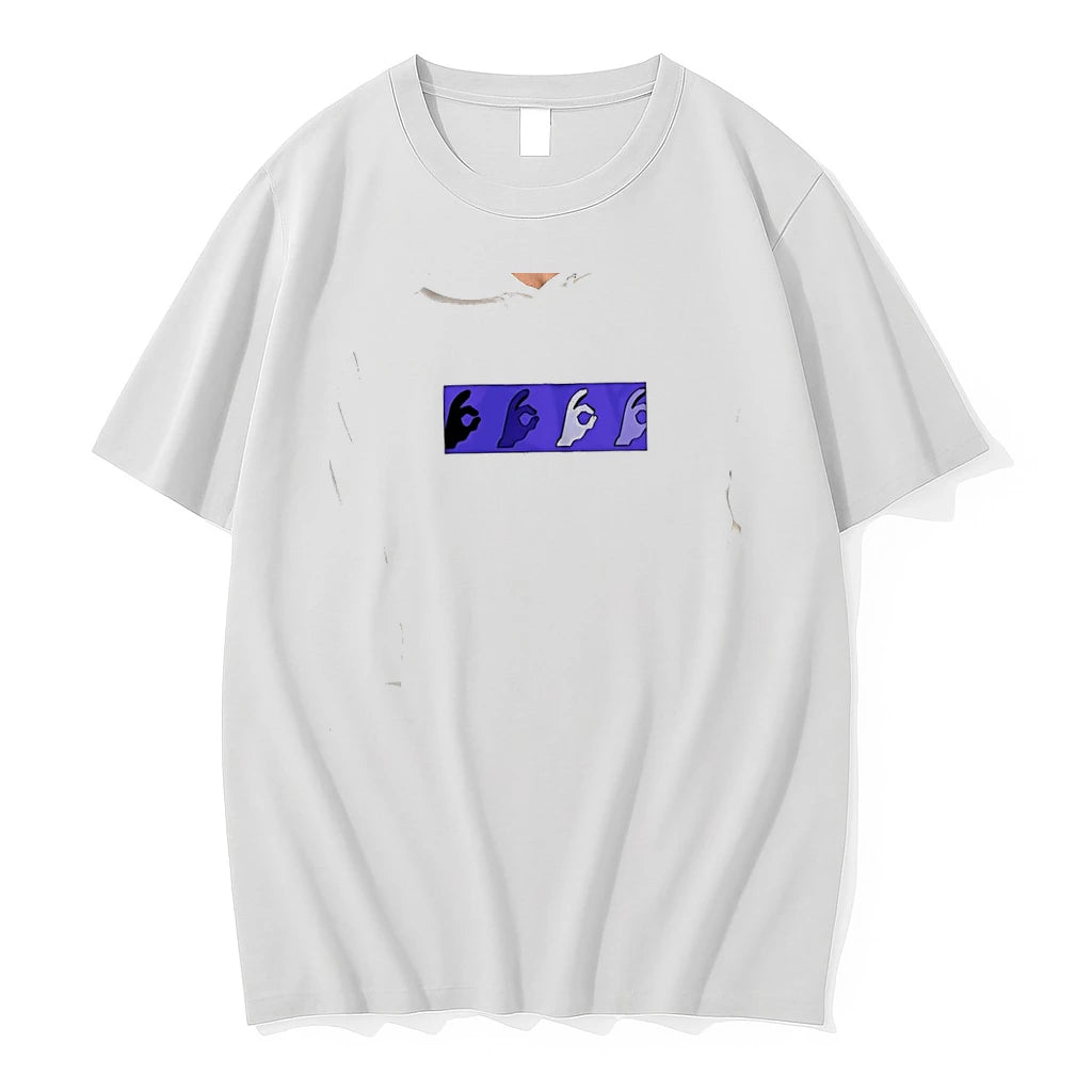 Officials Ok Hand Gesture Symbolism Silhouette Gradient Color Variations Purple Tone Premium T Shirt