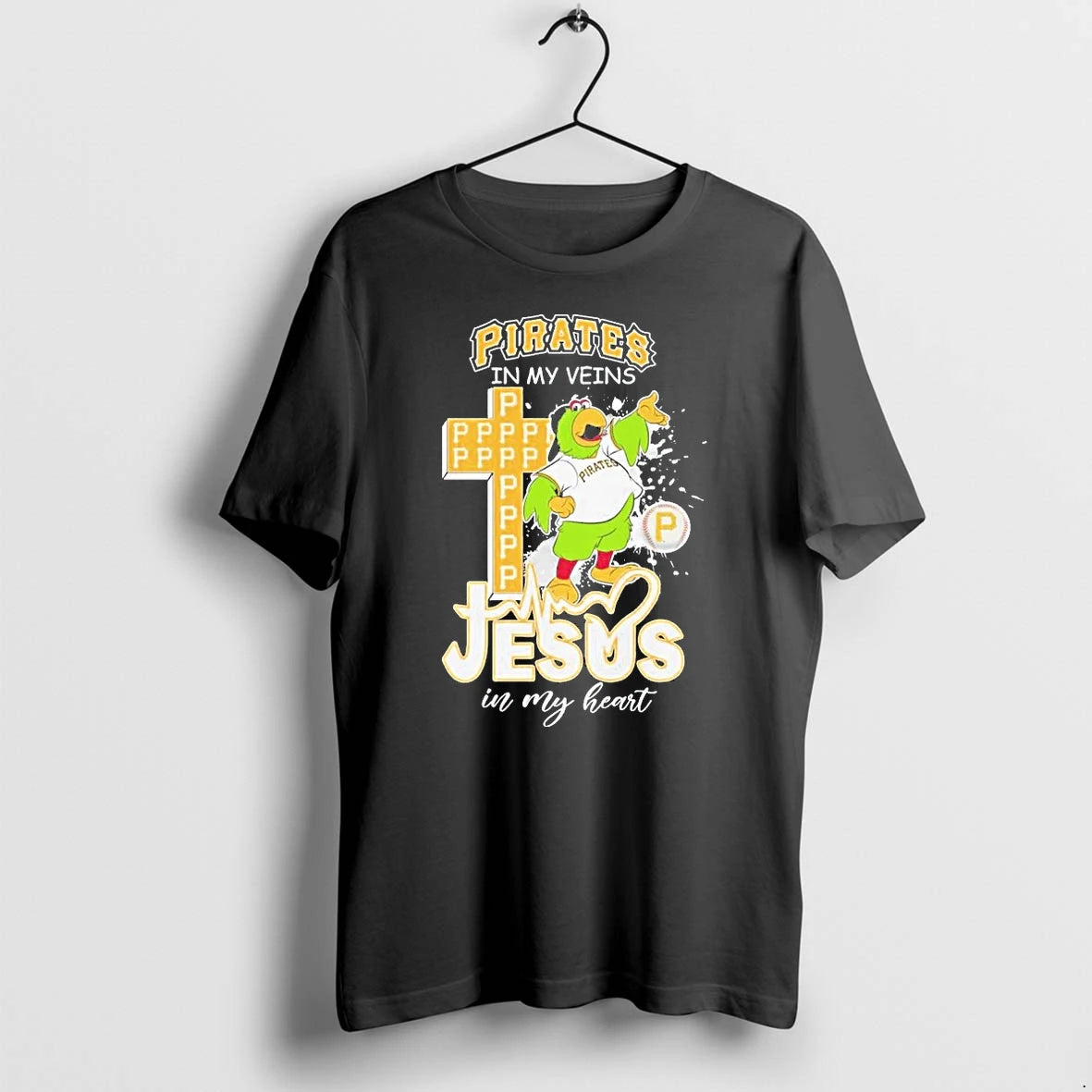 Officials Pittsburgh Pirates In My Veins Jesus In My Heart Mascot Premium T Shirt