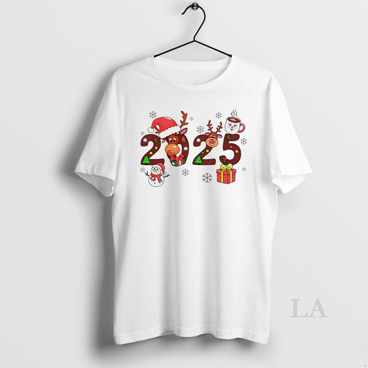 Original 2025 Reindeer Snowman Christmas Holiday White