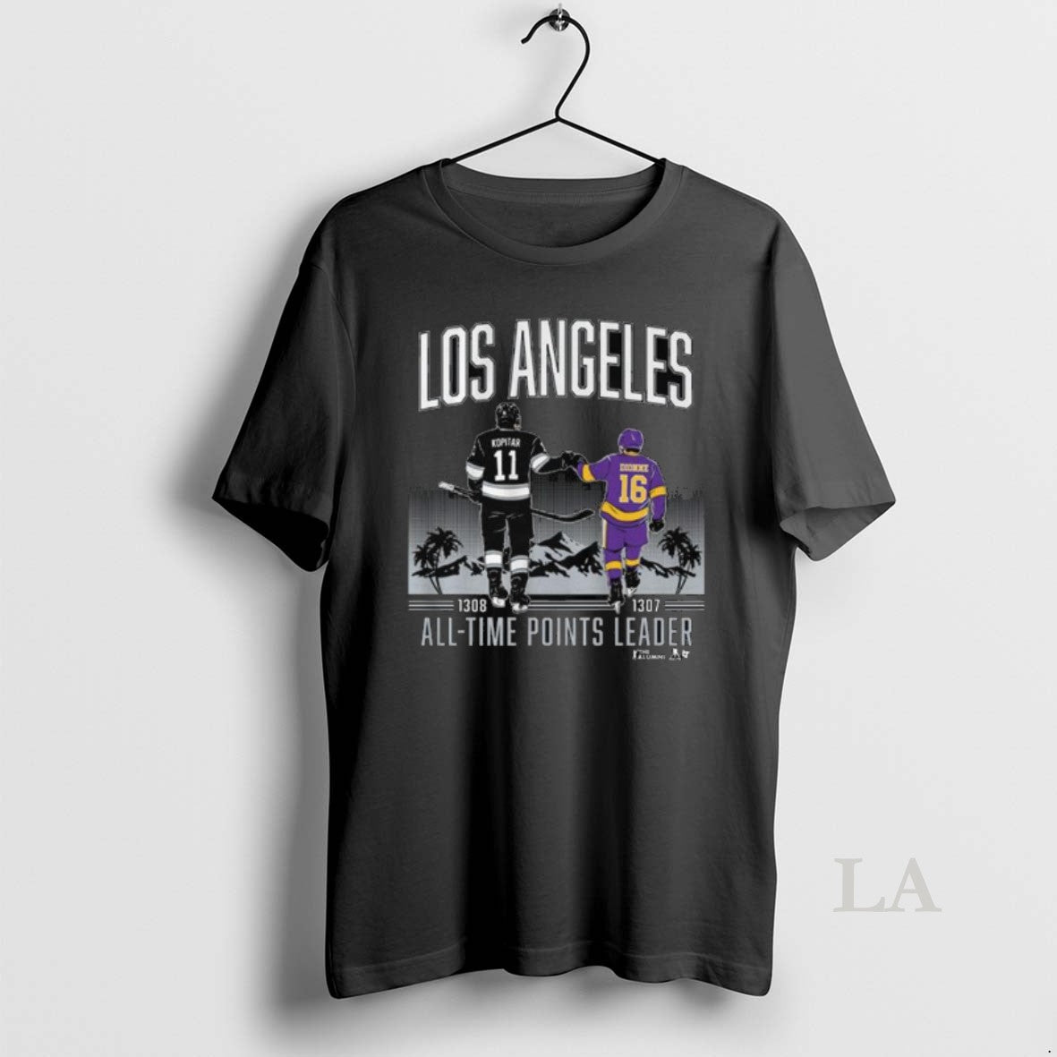 Original Anze Kopitar And Marcel Dionne Los Angeles All Time Points Leader Long Sleve