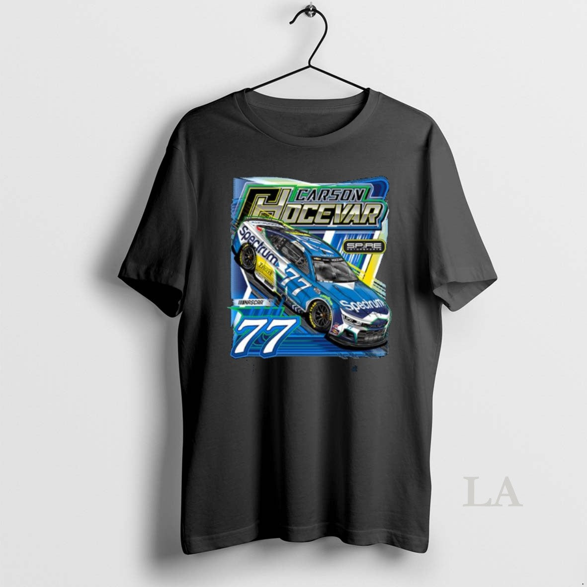 Original Carson Hocevar Spire Motorsports Light Blue 77 Spectrum Long Sleve
