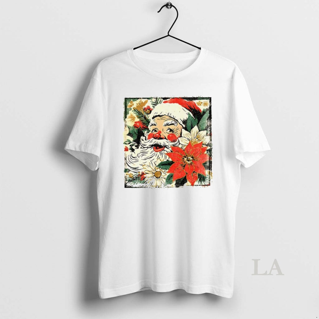 Original Cute Santa Claus Preppy Brushstroke Floral Santa Face Christmas