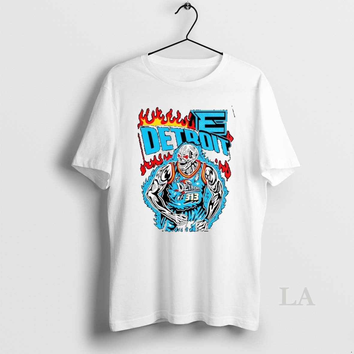 Original Detroit Pistons 313 Basketball Skeleton Muscles Flame