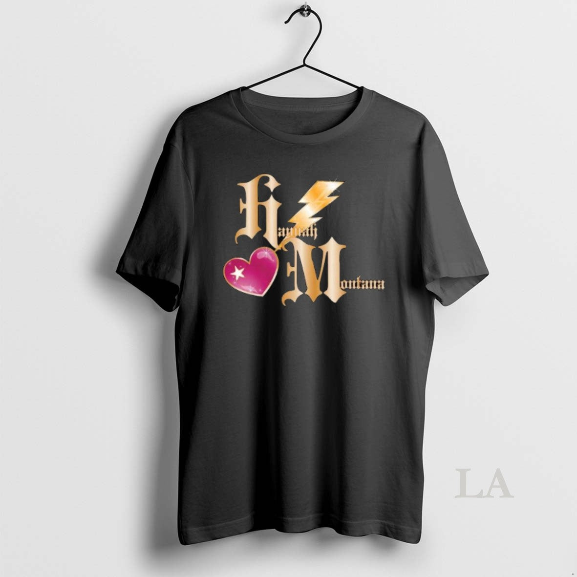 Original Disney Hannah Montana 20th Anniversary Thunderbolt Heart Initials Logo Long Sleve