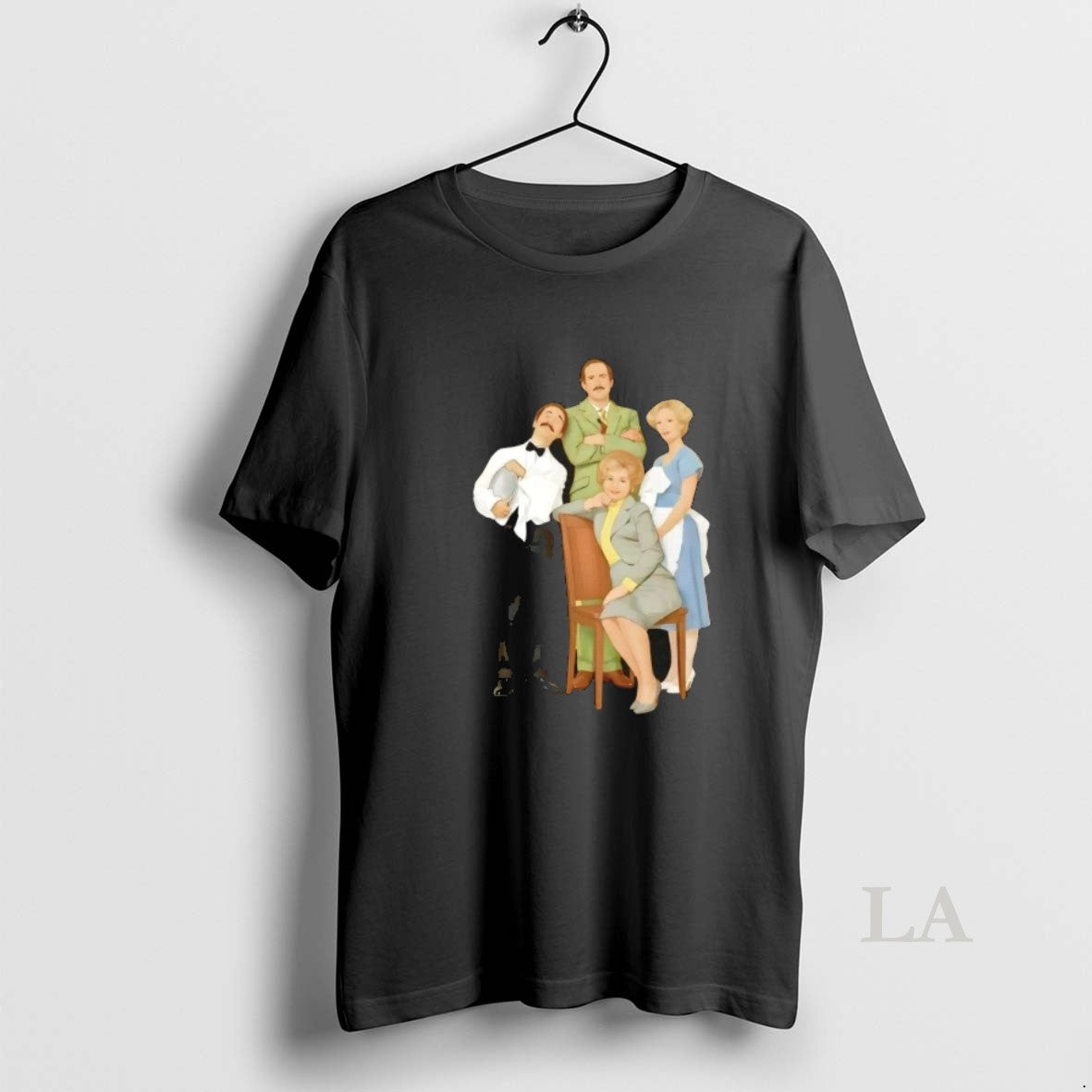Original Fawlty Towers Cast Illustration Retro Comedy