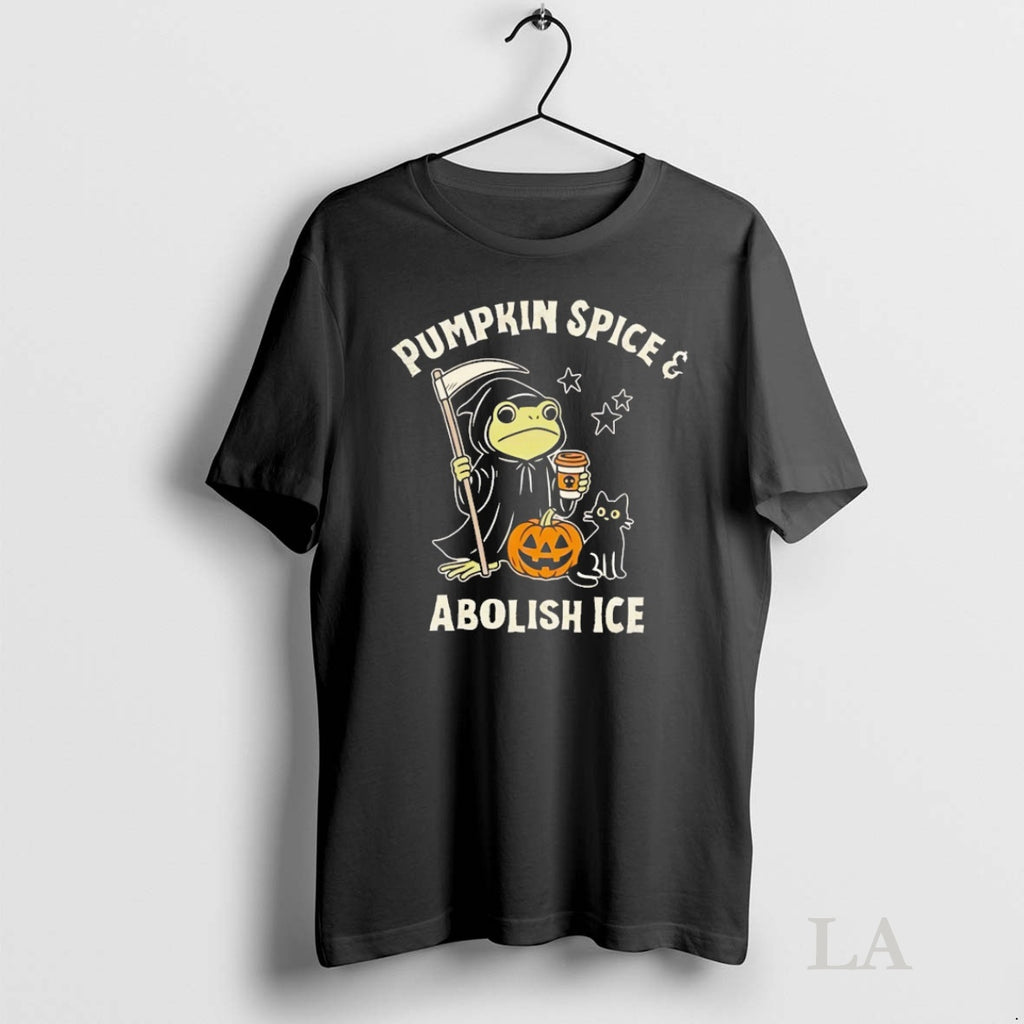 Original Frog Cat Pumpkin Spice And Abolish Ice Halloween