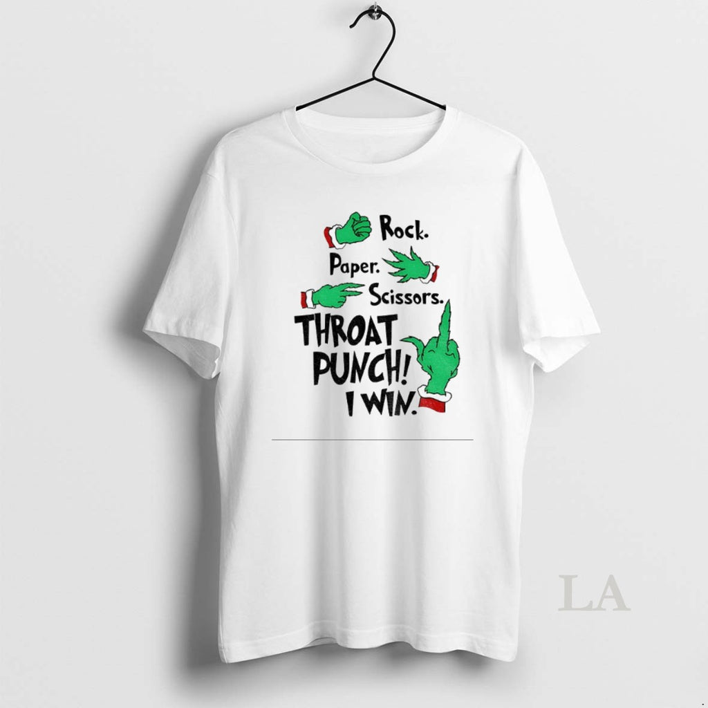 Original Grinch Hands Rock Paper Scissors Throat Punch I Win Christmas