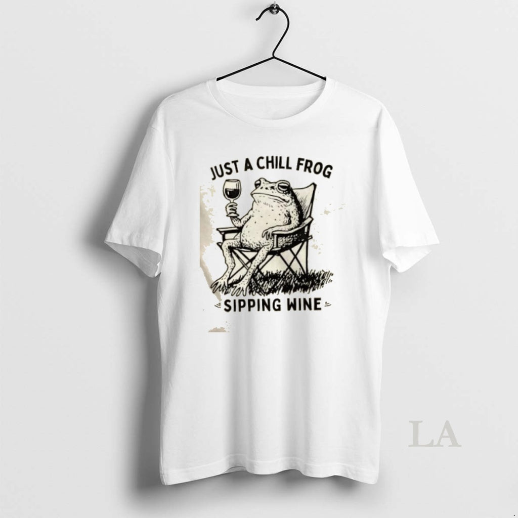 Original Just A Chill Frog Sipping Wine