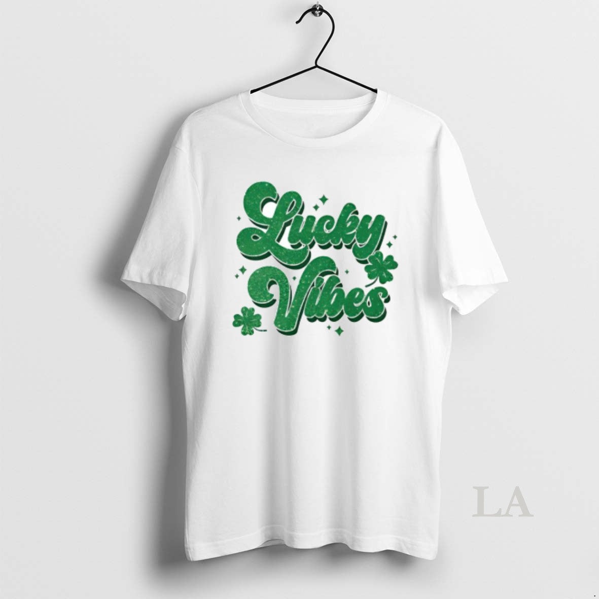 Original Lucky Vibes Text With Green Shamrocks Lucky Day