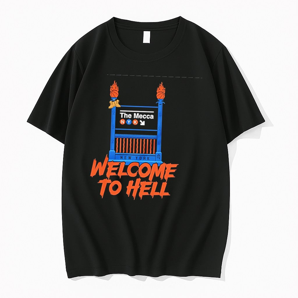 Original New York Knicks The Mecca Welcome To Hell Graphic Tee Tshirts Jpg