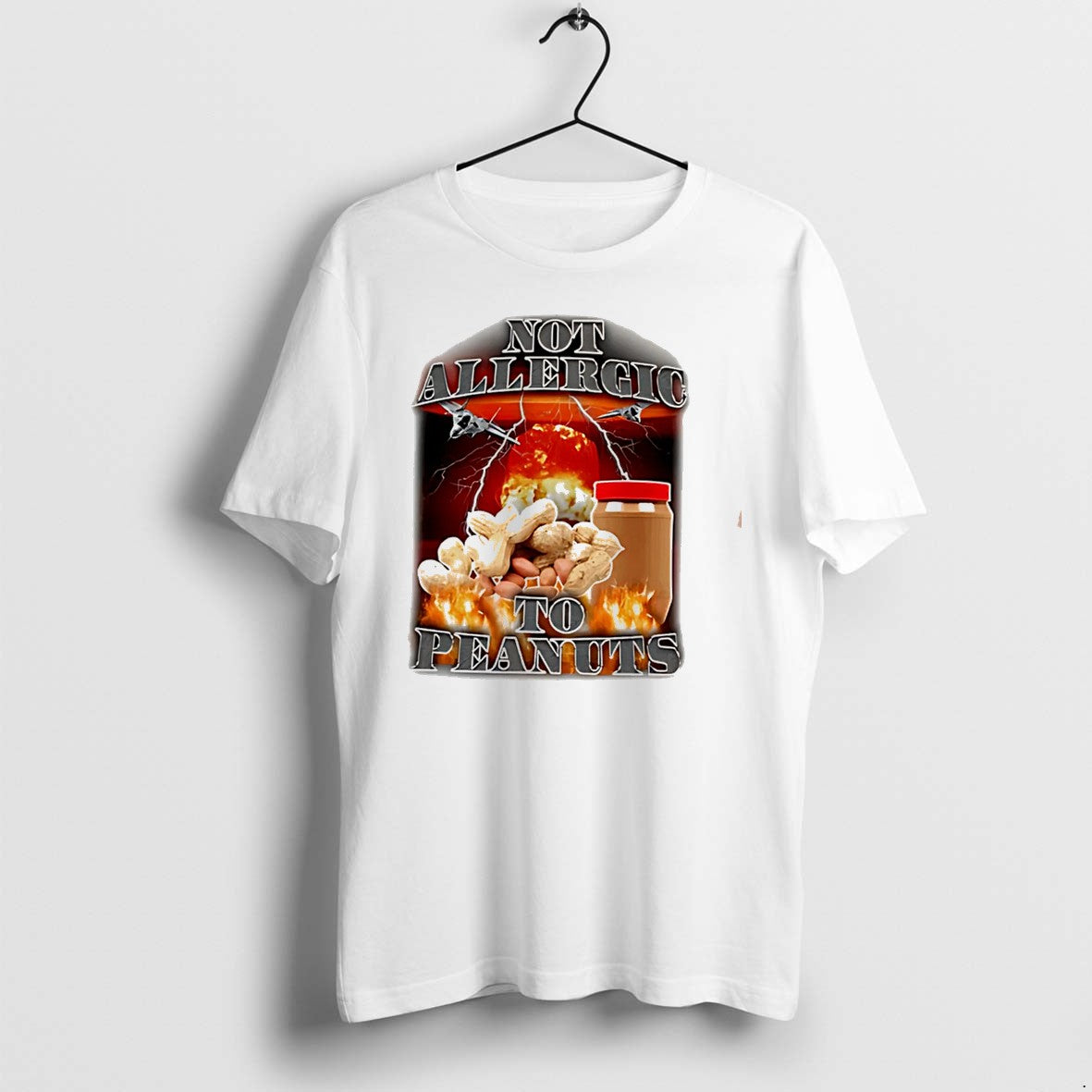 Original Not Allergic To Peanuts Peanut Butter Graphic Tee Tshirts Jpg