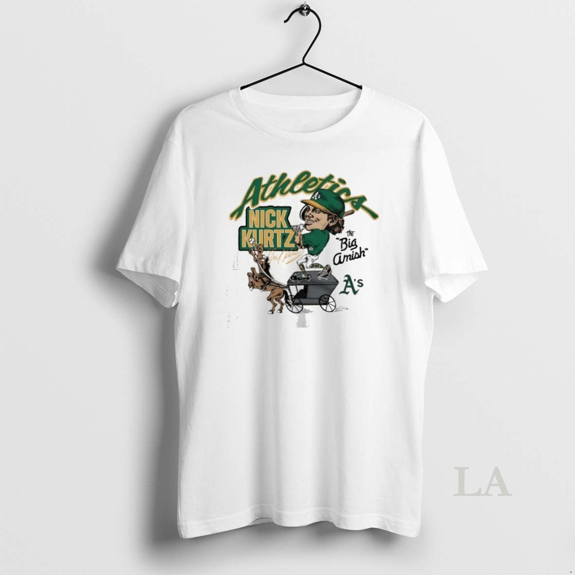 Original Oakland Athletics Nick Kurtz The Big Amish Caricature Signature