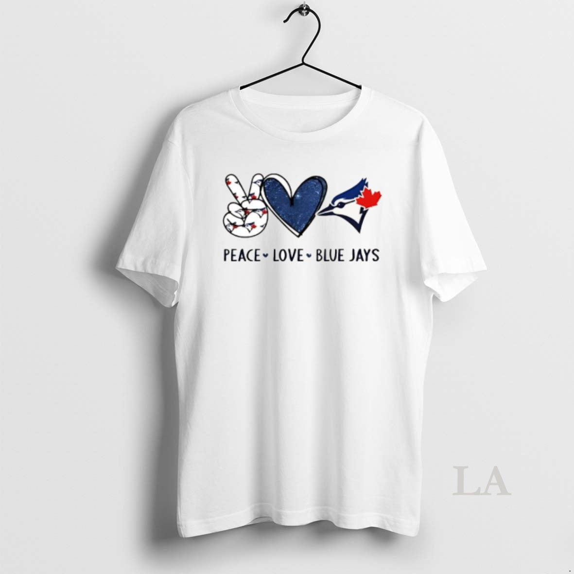 Original Peace Love Blue Jays Toronto Baseball Hand Heart Graphics