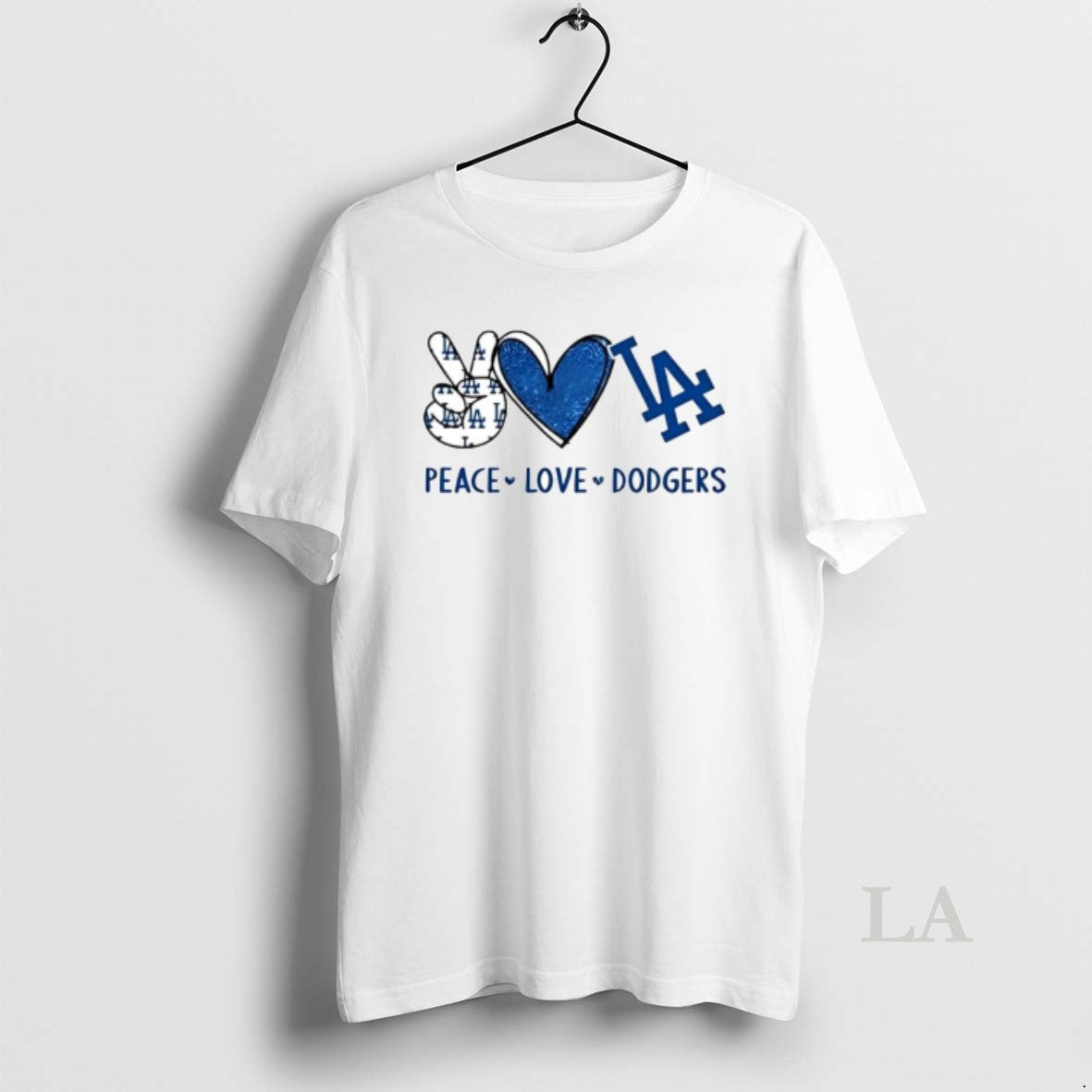 Original Peace Love Dodgers Los Angeles Blue Heart Baseball