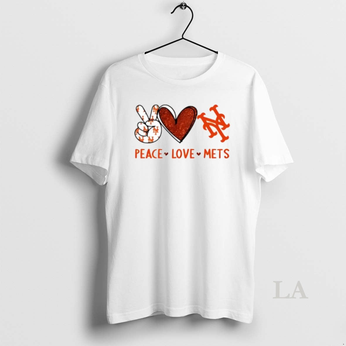 Original Peace Love Mets New York Baseball Hand Heart Graphics