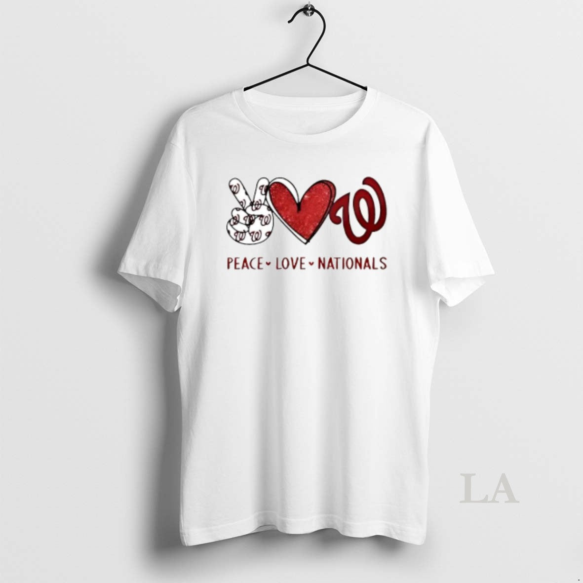 Original Peace Love Nationals Washington Red Heart Curly W