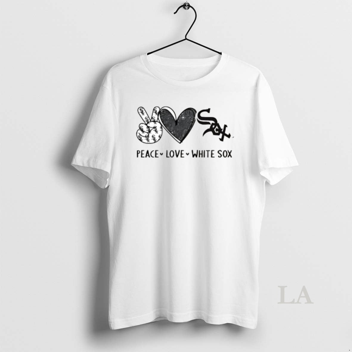 Original Peace Love White Sox Chicago Baseball Fan Graphic