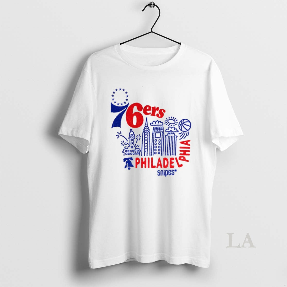 Original Philadelphia 76ers Basketball City Skyline Doodles Typography Snipes